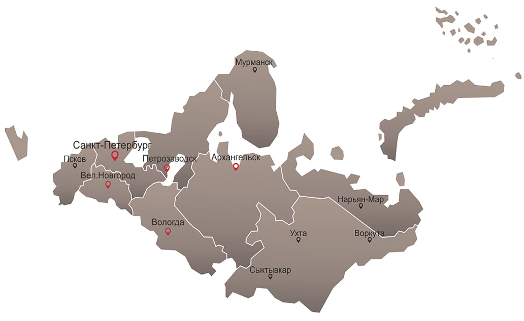 Карта Северо-Западного округа РФ